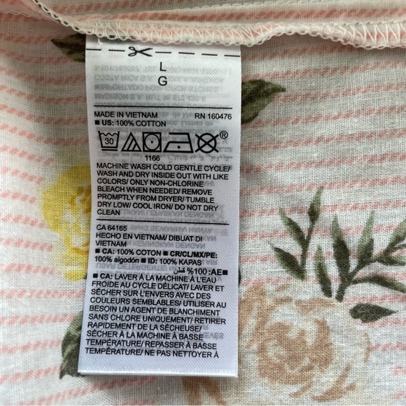 Old Navy spaghetti strap pajama top pink striped with floral and lace la… - Picture 8 of 9